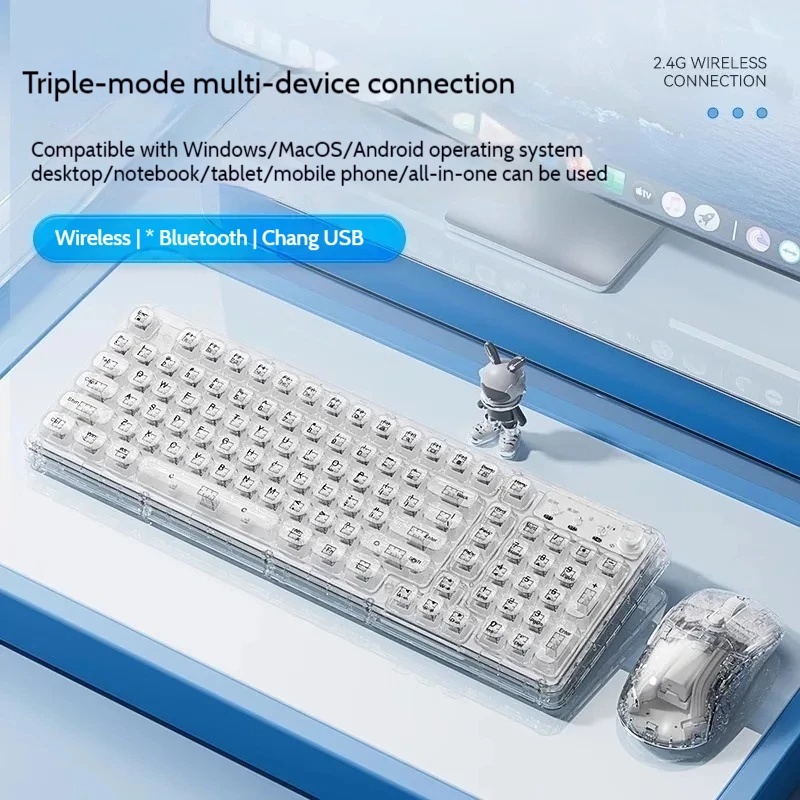 Keyboard Gaming Transparent - Conjunto de Teclado e Mouse Bluetooth