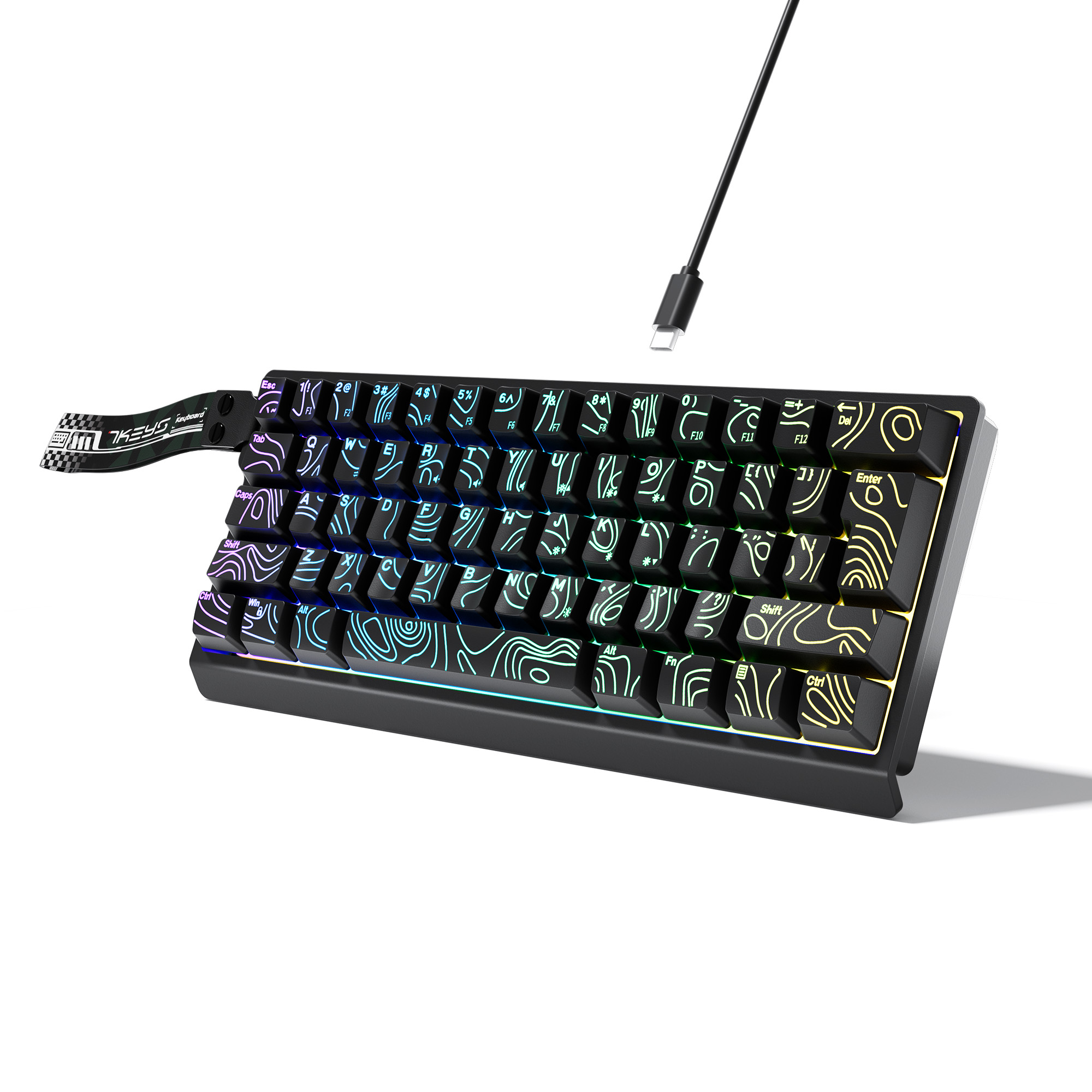 Keyboard Gaming Transparent - Teclado Compacto com Fio 60% com