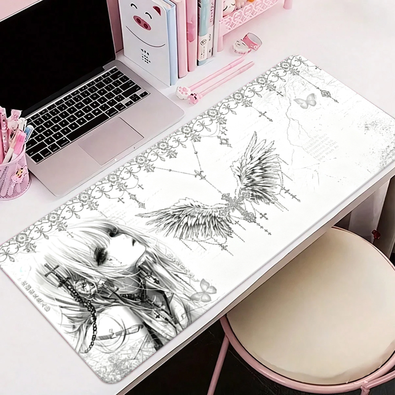 Gaming Keyboard And Mouse Pad - Mousepad de Couro Preto e Branco