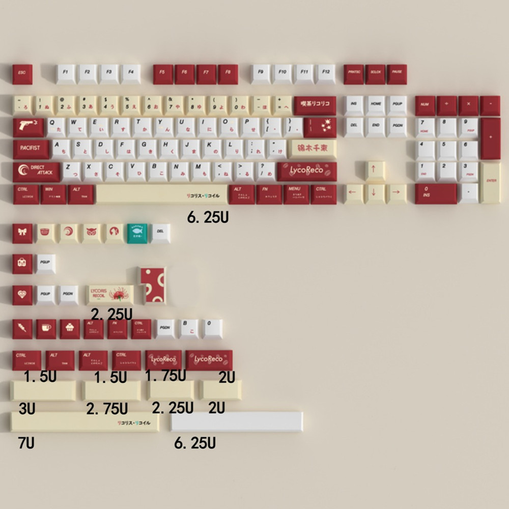 Teclas PBT Lycoris Recoil Anim - Gaming Keyboard Ergonomic avaliação e preço